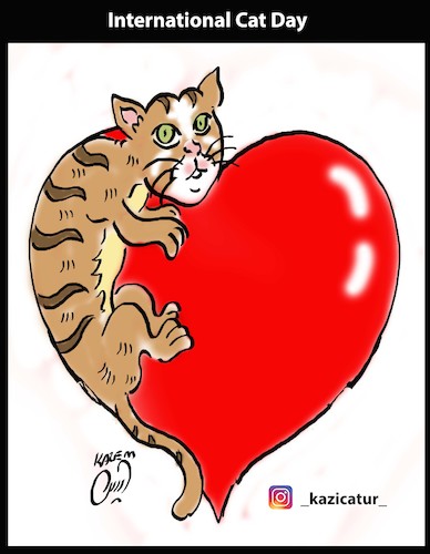 Cartoon: international cat day (medium) by Hossein Kazem tagged international,cat,day