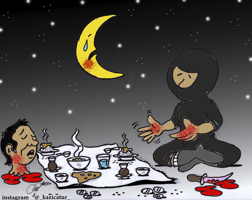Cartoon: isis in ramedan (medium) by Hossein Kazem tagged isis,in,ramedan