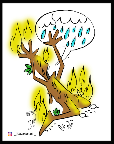 Cartoon: jungle fire (medium) by Hossein Kazem tagged jungle,fire