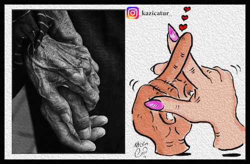 Cartoon: love by hands (medium) by Hossein Kazem tagged love,by,hands
