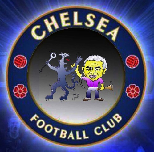 Cartoon: mourinho and chelsea (medium) by Hossein Kazem tagged chelsea,and,mourinho