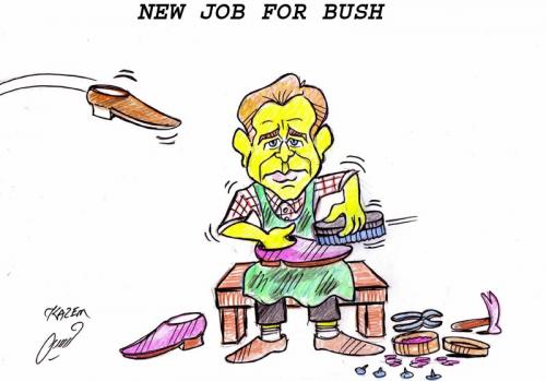 Cartoon: new job for bush (medium) by Hossein Kazem tagged new,job,for,bush