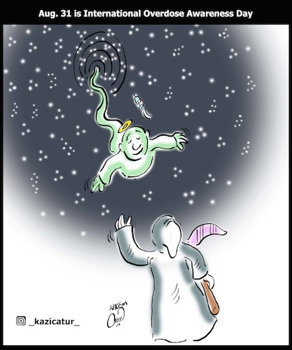 Cartoon: overdose (medium) by Hossein Kazem tagged overdose