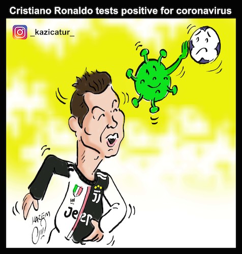 Cartoon: ronaldo and corona (medium) by Hossein Kazem tagged ronaldo,and,corona