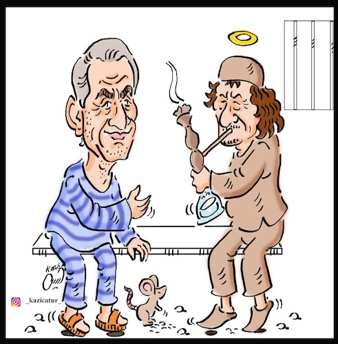 Cartoon: sarkozy and kaddafy (medium) by Hossein Kazem tagged sarkozy,kaddafy