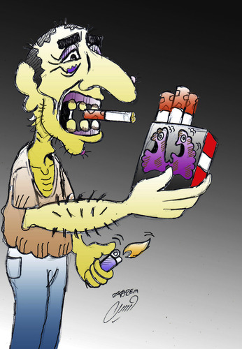 Cartoon: smoke kills (medium) by Hossein Kazem tagged smoke,kills