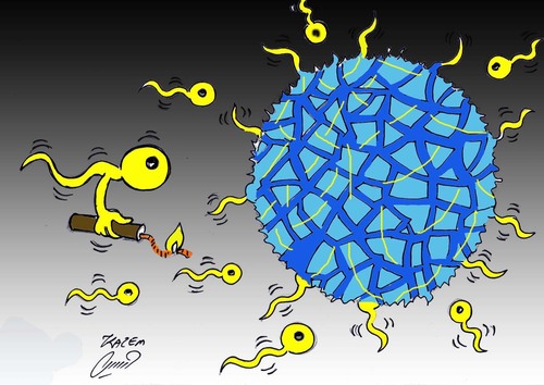 Cartoon: terrorist sperm (medium) by Hossein Kazem tagged terrorist,sperm