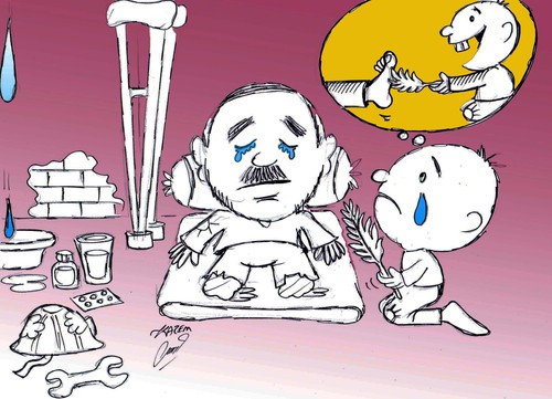 Cartoon: worker father (medium) by Hossein Kazem tagged father,worker