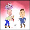 Cartoon: Kim Jong Un and putin gift (small) by Hossein Kazem tagged kim,jong,un,and,putin,gift