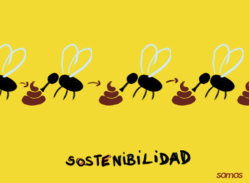 Cartoon: sustainability (medium) by parentheses tagged flies,shit,nature,sustainable