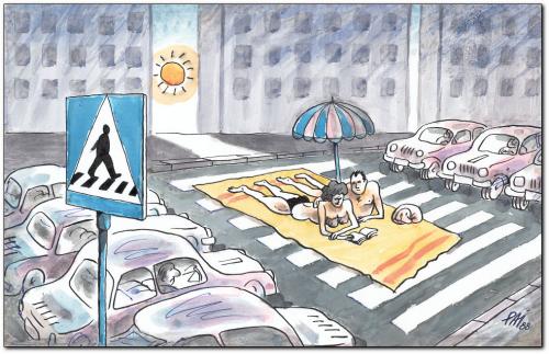 Cartoon: beach (medium) by penapai tagged pedestrian,crossing,zebrastreifen,fußgängerübergang,straße,verkehr,verkehrsregel,anhalten,strand,ferien,urlaub,sonne,sonnenschirm,blockieren,auto,fahrer