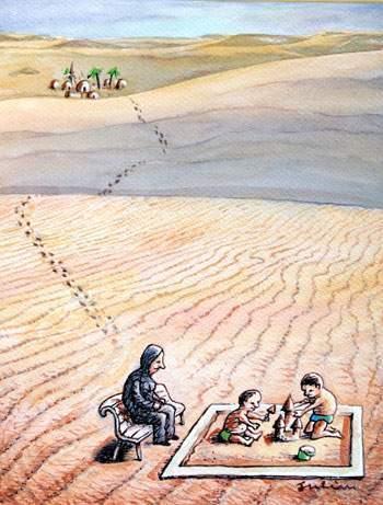 Cartoon: desert (medium) by penapai tagged child,play,sand,wüste,sand,sandkasten,kinder,spielen,kindheit