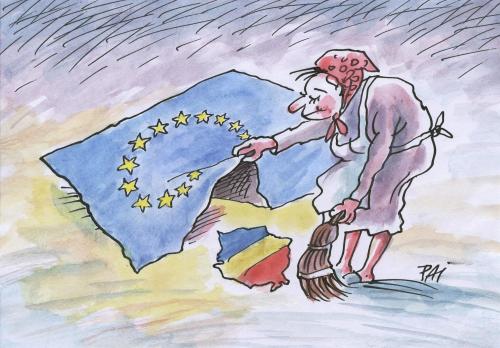 Cartoon: europeen union (medium) by penapai tagged new,country,eu,europäische union,rumänien,beitritt,ostblock,staat,euro,land,politik,aufnahme,flagge,nationalität,patriotismus,kultur,putzfrau,unterm teppich kehren,schmutz,europäische,union,unterm,teppich,kehren