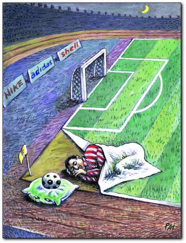 Cartoon: football 2 (medium) by penapai tagged sport,fußballspieler,schlafen,decke,fußballfeld,wiese,rasen