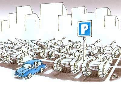 Cartoon: parking (medium) by penapai tagged car,parkplatz,parklücke,panzer,rakete,militär,zivilist,zivilbevölkerung,krieg,sicherheit,außenpolitik,frieden,einsatzbereit,abwehr,übermacht