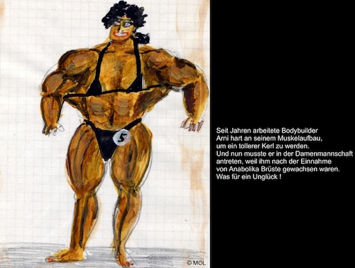 Cartoon: Arnis Unglück (medium) by Mol tagged bodybuilding,muskelaufbau,sport,body