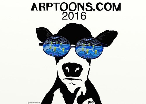 Cartoon: ARPTOONS LOGO (medium) by tonyp tagged usa,cow,arptoons,sunglasses