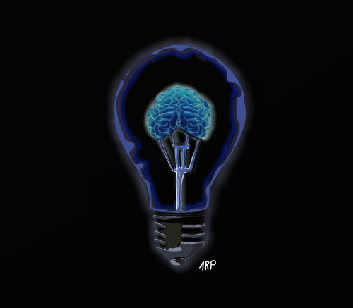 Cartoon: BlueBrainBulb (medium) by tonyp tagged tonyp,bulb,brain,blue,arp