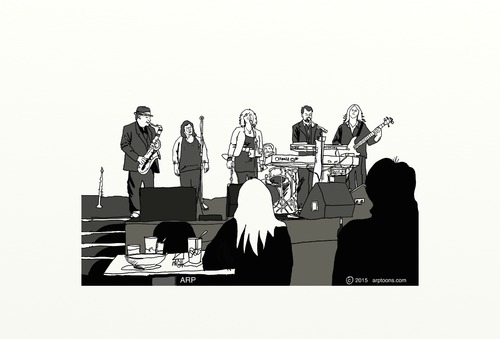 Cartoon: Raymond Hayden and his band (medium) by tonyp tagged arp,ray,raymond,music,band,arptoons