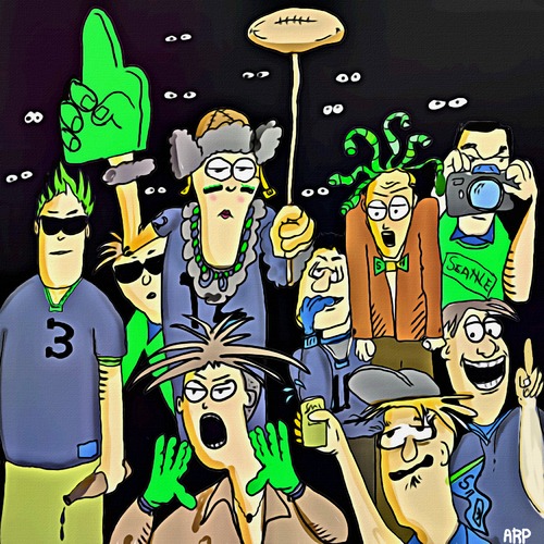 Cartoon: Seattle SeaHawk fans (medium) by tonyp tagged arp,arptoons,tonyp,seahawks,seattle,sports,football