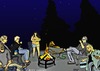Cartoon: Friends Together (small) by tonyp tagged arp,fire,friends,talking,arptoons