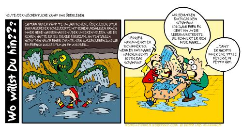 Cartoon: Kampf ums Überleben (medium) by The Ripple Brook tagged baby,duschen,haare,kampf,leberwurst