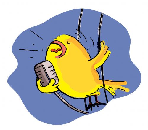 Cartoon: singer (medium) by dloewy tagged bird,sing,microphone