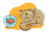 Cartoon: cat and fish (small) by dloewy tagged animals,pets,cat,fish