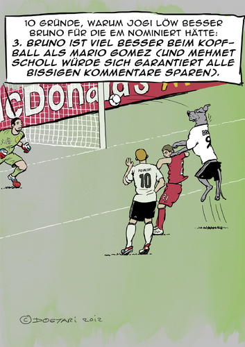 Cartoon: Bruno muss zur EM Teil 3 (medium) by dogtari tagged europameisterschaft,fußball,bruno,dogtari,daily,cartoon,webcomic,podolski,klose,gomez