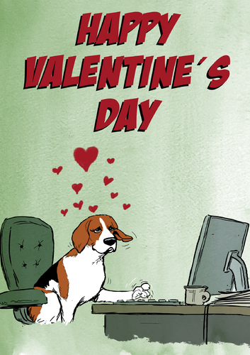 Cartoon: Let me be your Valentine (medium) by dogtari tagged computer,love,beagle,day,valentines