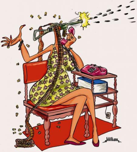 Cartoon: Chatterbox (medium) by William Medeiros tagged women,phone,chatterbox,cartoon