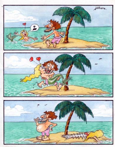 Cartoon: Hungry (medium) by William Medeiros tagged island,sea,beach,hungry