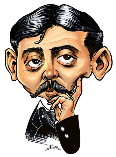Cartoon: Marcel Proust (medium) by William Medeiros tagged writers,literature