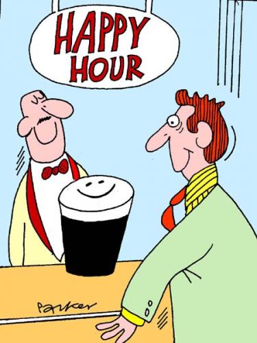 Cartoon: Happy Hour (medium) by daveparker tagged beer,happy,hour,smiling