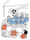 Cartoon: Bomb thrower in football crowd. (small) by daveparker tagged bomb,footballers,