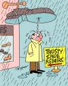 Cartoon: Trusty Shoe Repairs (small) by daveparker tagged leaking shoe sign angry man rainy day