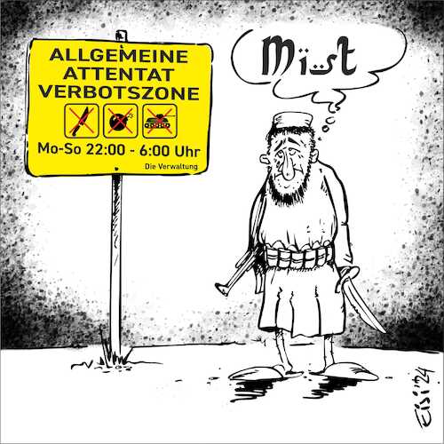 Cartoon: Attentat Verbotszone (medium) by eisi tagged attentat,extremismus,is,politischer,islam,mörder,hilflose,politiker