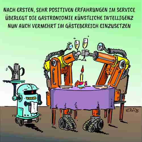 Cartoon: KI in der Gastronomie (medium) by eisi tagged ki,gastronomie