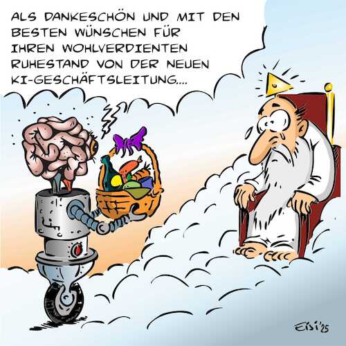 Cartoon: KI und Gott (medium) by eisi tagged ki,göttliche,schöpfung