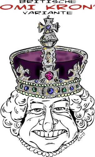 Cartoon: OMI KRON (medium) by eisi tagged omikron,queen,elisabeth,british