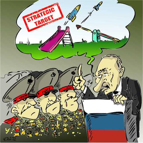 Cartoon: Strategische Ziele (medium) by eisi tagged krieg,ukraine,putin,kriegsverbrechen,mörder