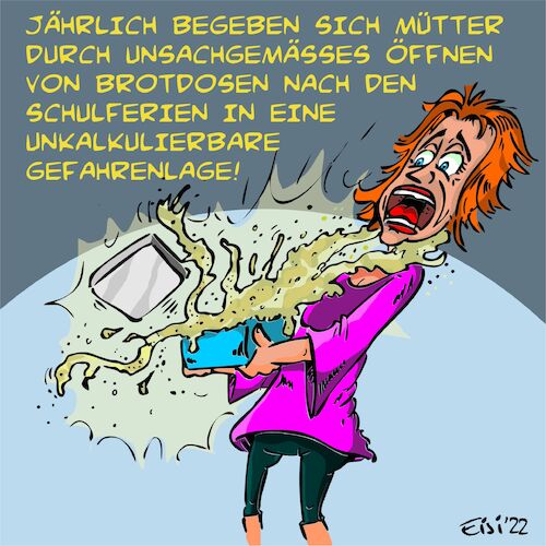 Cartoon: Tödliches Tupper (medium) by eisi tagged schule,kinder,ferien,tupperdose