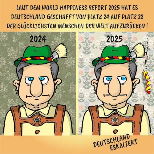 Cartoon: World Happiness Report 2025 (medium) by eisi tagged world,happiness,report,2025,glücliches,deutschland