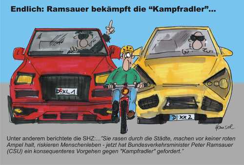 Cartoon: Kampfradler (medium) by Hansel tagged kampfradler,radfahrer,ramsauer,hansel,hanselcartoons,cartoons
