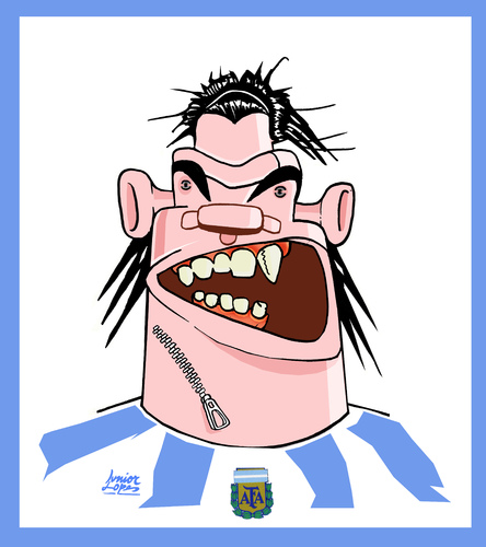 Cartoon: Tevez (medium) by juniorlopes tagged world,cup,2010,kariakatur,karikaturen,fußball,sport,tevez,argentinien,sportler