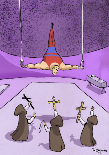 Cartoon: Christ reversed (medium) by Marcelo Rampazzo tagged christ,reversed,ginastic,olimpic