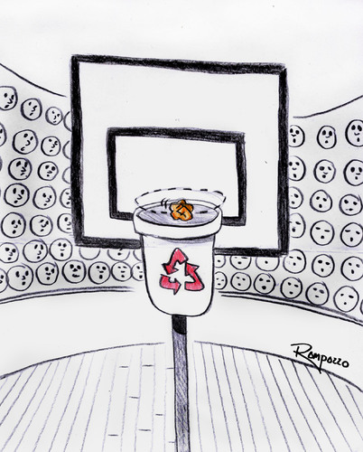 Cartoon: Decisive moment (medium) by Marcelo Rampazzo tagged decisive,moment,recicle,basket,garbage