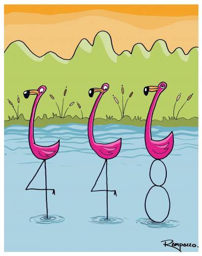 Cartoon: Flamingos (medium) by Marcelo Rampazzo tagged flamingos,flamingos,flamingo,vogel,tier,tiere,natur,zoo,zahl,zahlen,448,beine,glieder,anatomie,füsse