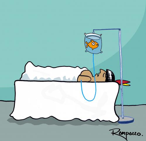 Cartoon: Natural rescue (medium) by Marcelo Rampazzo tagged natural,rescue,natur,indianer,tiere,fisch,krankenhaus,krank,verletzt,notversorgung,rettung,hilfe,versorgung,tropf,heilen,heilverfahren,medizin,alternative