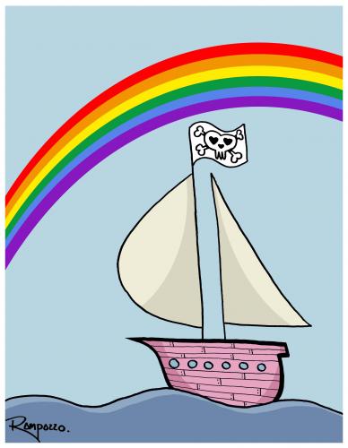 Cartoon: Rainboat (medium) by Marcelo Rampazzo tagged rainboat